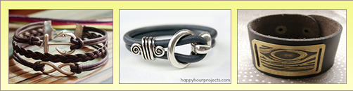 Images from leather bracelet tutorials from around